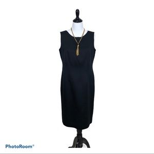Magid Bernard black sleeveless round neck semi-fitted back zip dress